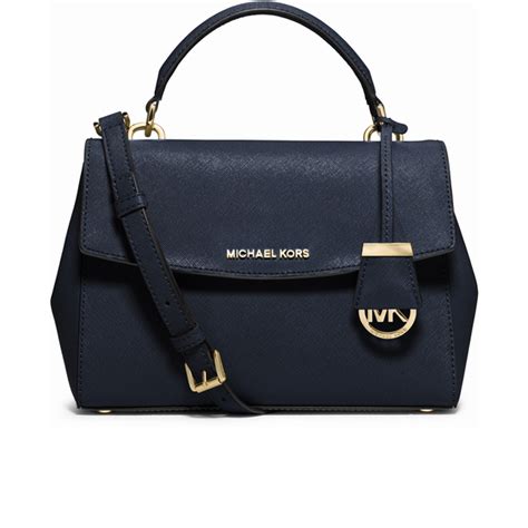 michael kors navy violet leather satchel|Michael Kors small satchel handbag.